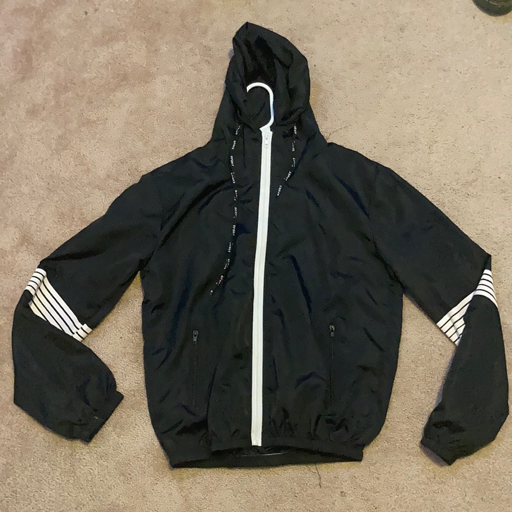 black and white windbreaker